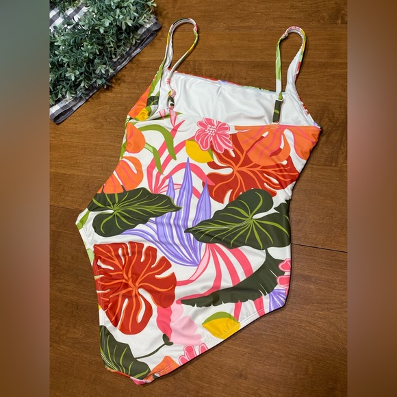 SOCIAL STANDARD BY SANCTUARY vibrant floral one piece swimsuit buttons size XL - Picture 7 of 13